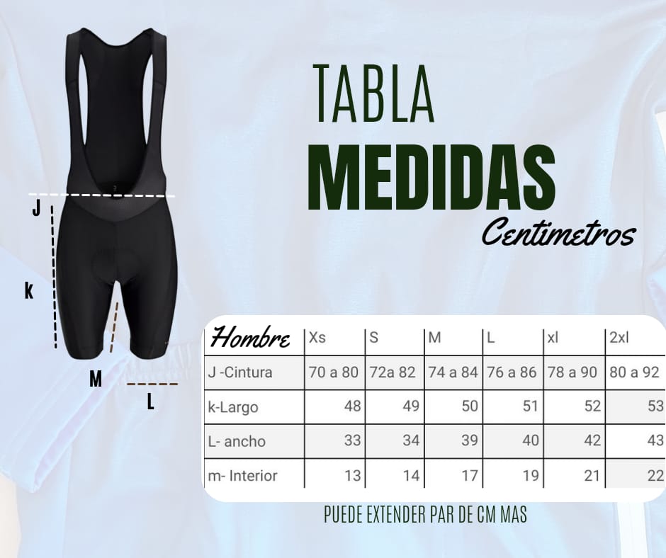 tabla medida ropa ciclismo HO,BRE