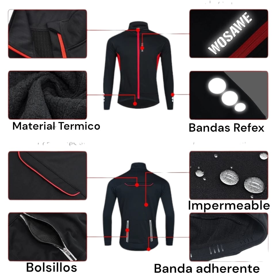 chaqueta termica negra impermeable ciclismo